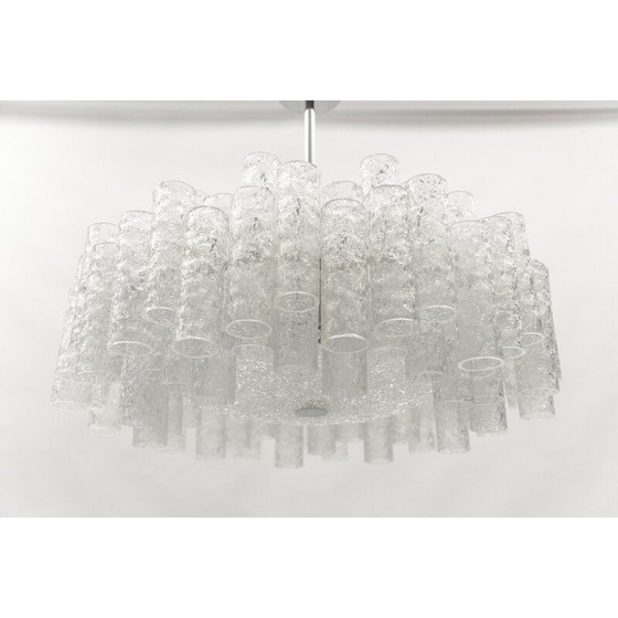 Image 1 of Vintage 2-tier glazed glass chandelier for Doria Leuchten, Germany 1960