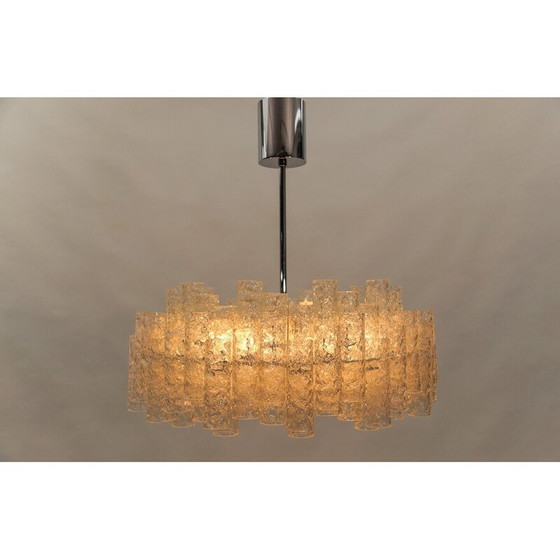 Image 1 of Vintage 2-tier glazed glass chandelier for Doria Leuchten, Germany 1960