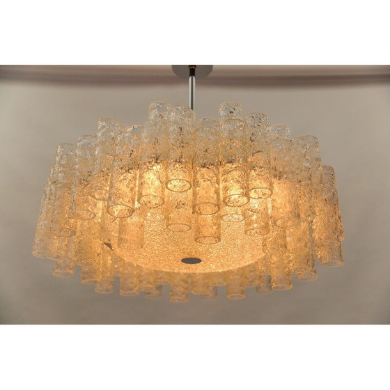 Image 1 of Vintage 2-tier glazed glass chandelier for Doria Leuchten, Germany 1960