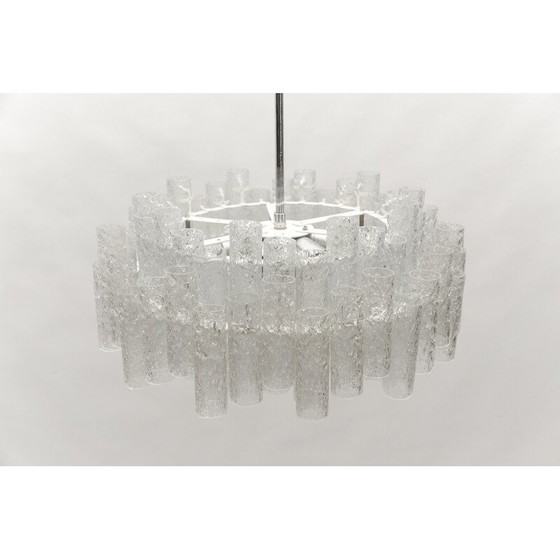 Image 1 of Vintage 2-tier glazed glass chandelier for Doria Leuchten, Germany 1960