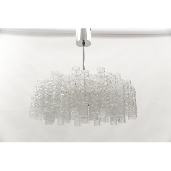 Image 1 of Vintage 2-tier glazed glass chandelier for Doria Leuchten, Germany 1960