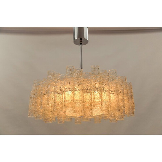 Image 1 of Vintage 2-tier glazed glass chandelier for Doria Leuchten, Germany 1960