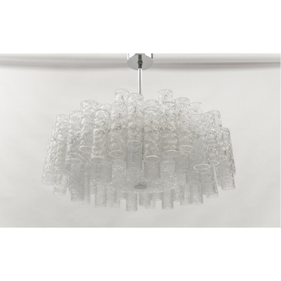 Image 1 of Vintage 2-tier glazed glass chandelier for Doria Leuchten, Germany 1960