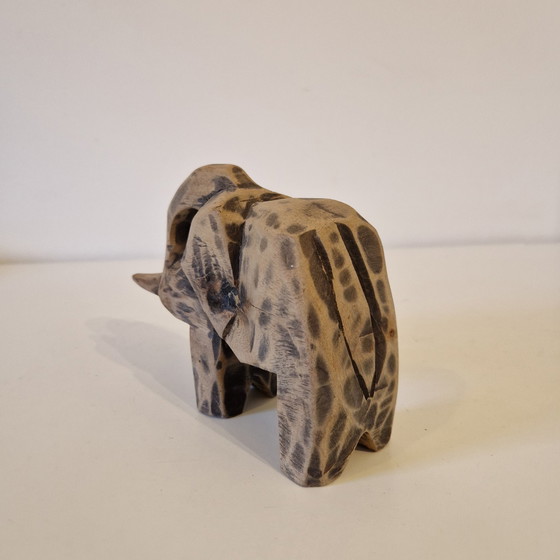 Image 1 of 1970s Wooden Elephant Statue Wood Carving Lawk