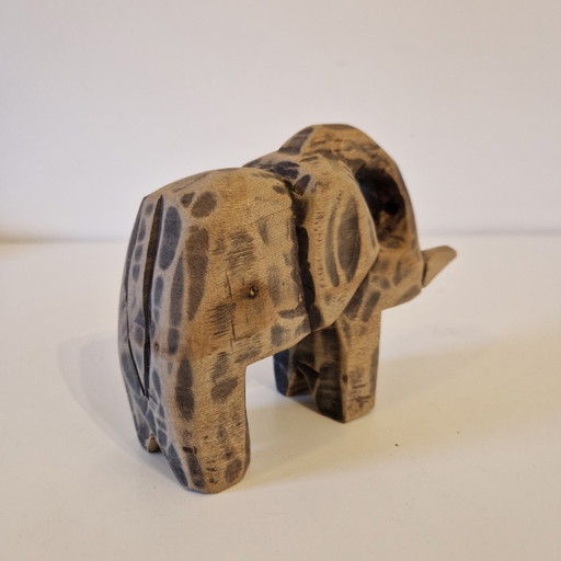 1970s Wooden Elephant Statue Wood Carving Lawk