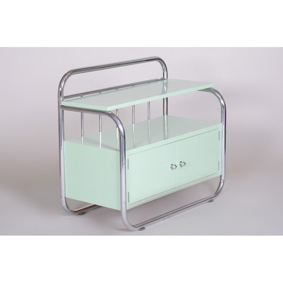 Image 1 of Vintage Bauhaus cabinet in chrome-plated steel and lacquered wood, Czechia 1930s