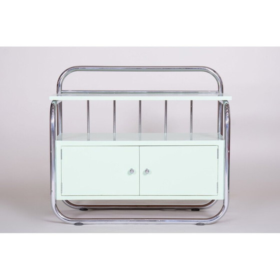 Image 1 of Vintage Bauhaus cabinet in chrome-plated steel and lacquered wood, Czechia 1930s