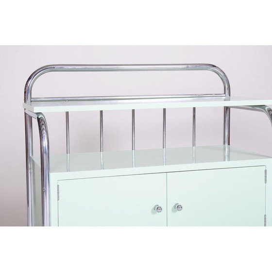 Image 1 of Vintage Bauhaus cabinet in chrome-plated steel and lacquered wood, Czechia 1930s