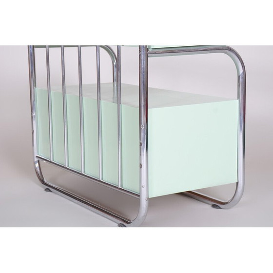 Image 1 of Vintage Bauhaus cabinet in chrome-plated steel and lacquered wood, Czechia 1930s