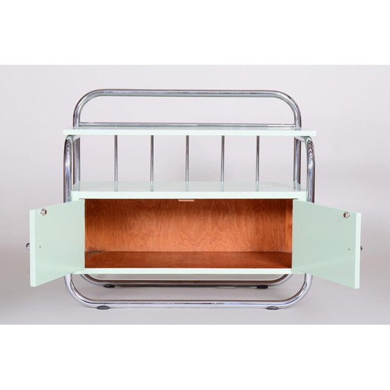 Image 1 of Vintage Bauhaus cabinet in chrome-plated steel and lacquered wood, Czechia 1930s