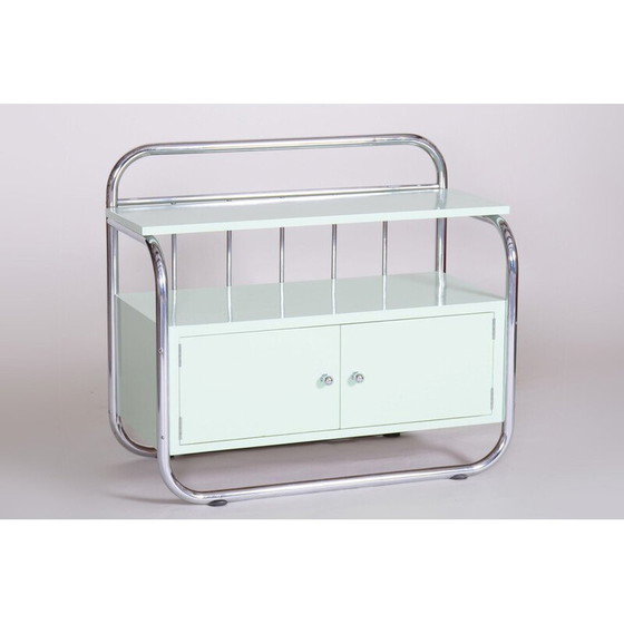 Image 1 of Vintage Bauhaus cabinet in chrome-plated steel and lacquered wood, Czechia 1930s
