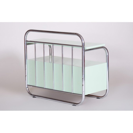 Image 1 of Vintage Bauhaus cabinet in chrome-plated steel and lacquered wood, Czechia 1930s