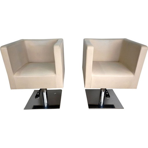 Pair of vintage swivel armchairs "Palladium" in imitation leather