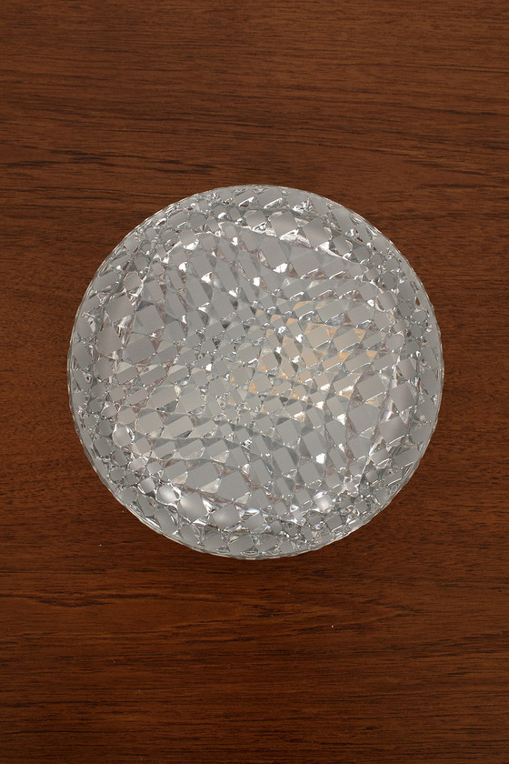 Image 1 of Model 6 New Old Stock ceiling light with geographic glass pattern