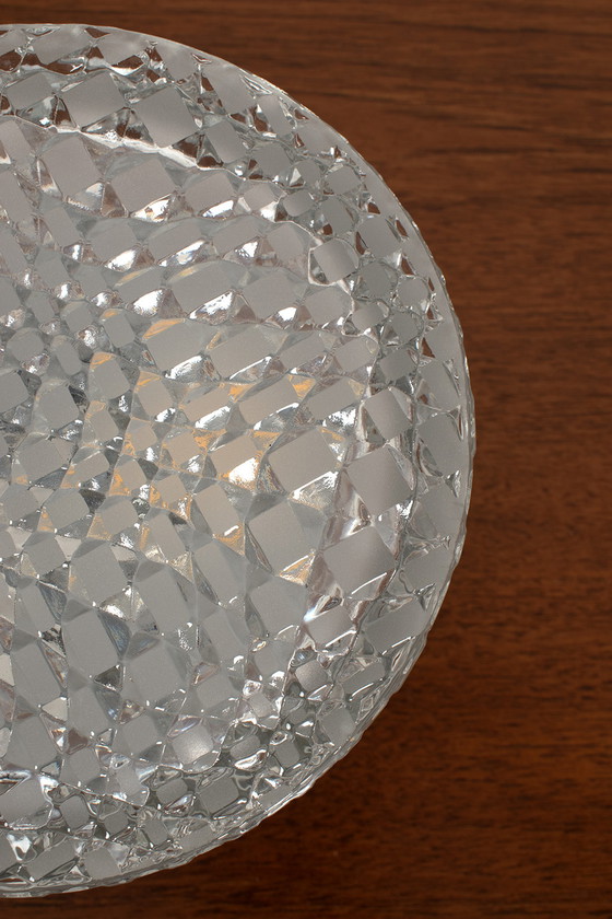 Image 1 of Model 6 New Old Stock ceiling light with geographic glass pattern