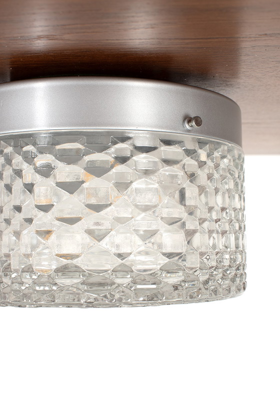 Image 1 of Model 6 New Old Stock ceiling light with geographic glass pattern