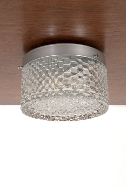 Model 6 New Old Stock ceiling light with geographic glass pattern