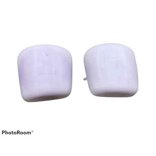 Pair of vintage white opal glass sconces with purple shades, 1950