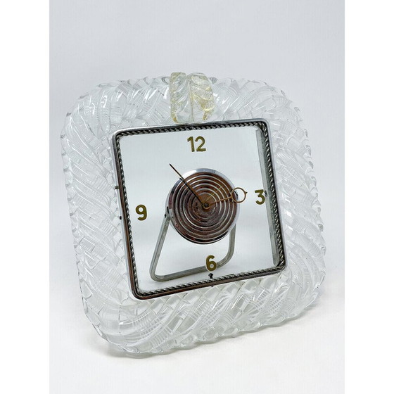 Image 1 of Mid-century Art Deco table clock in Murano glass, 1950s