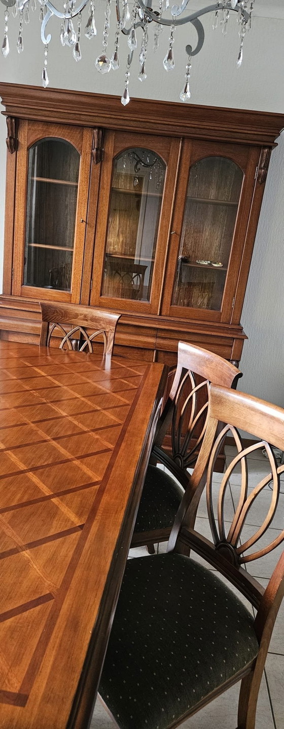 Image 1 of Oak Mahogany Display Case And 6-Person Dining Table With Chairs