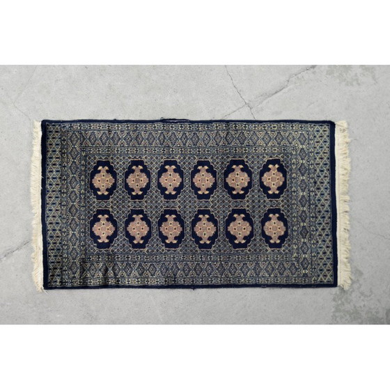 Image 1 of Vintage blue Bukhara oriental hand-woven rug by Ikea, Pakistan 1960