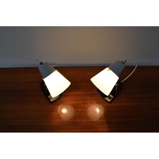Image 1 of Coppia di lampade vintage in vetro, ceramica e metallo, Cecoslovacchia 1970