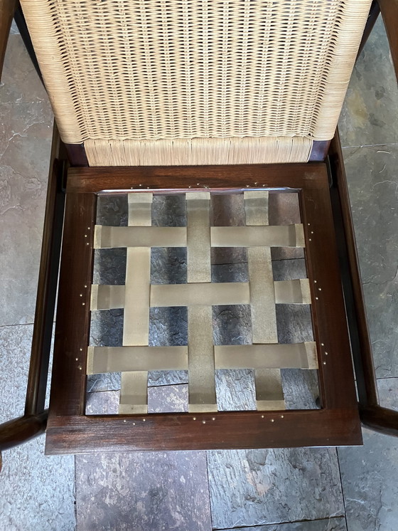 Image 1 of Mid - Century Scandinavian Teak Lounge Chair with Wicker Back Circa 1950S