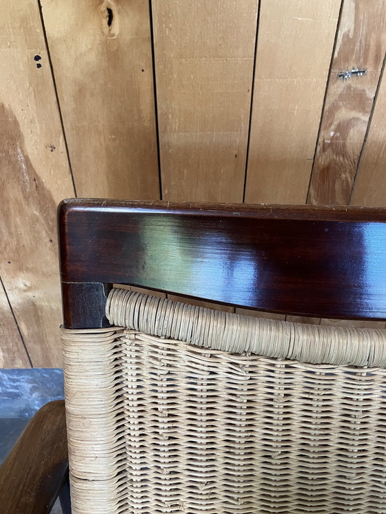 Image 1 of Mid Century Scandinavian Teak Cane Back Lounge Chair Circa 1950S