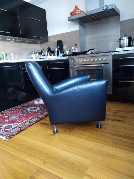 Image 1 of Black leather Touché Armchair