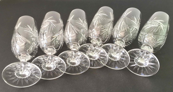 Image 1 of Set Of 7 Cut Crystal Champagne Flutes