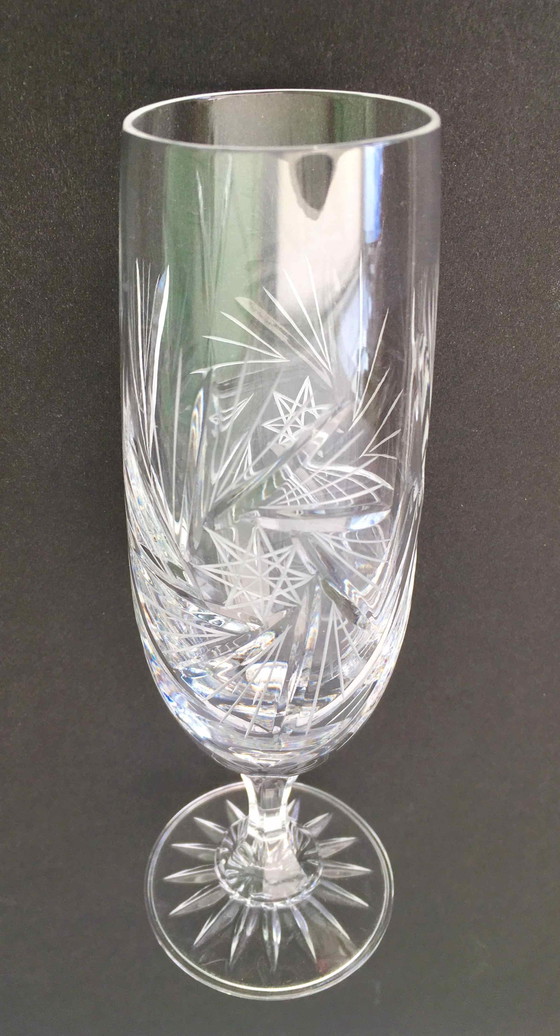 Image 1 of Set Of 7 Cut Crystal Champagne Flutes