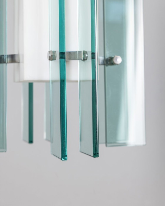 Image 1 of Vintage 60S Chandelier In Glass And Plastic Italian Design