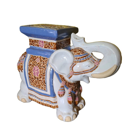 Image 1 of Vintage Ceramic Elephant Plant Table 1970s