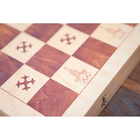 Image 1 of Scacchiera d'epoca in legno di faggio, Russia 1959