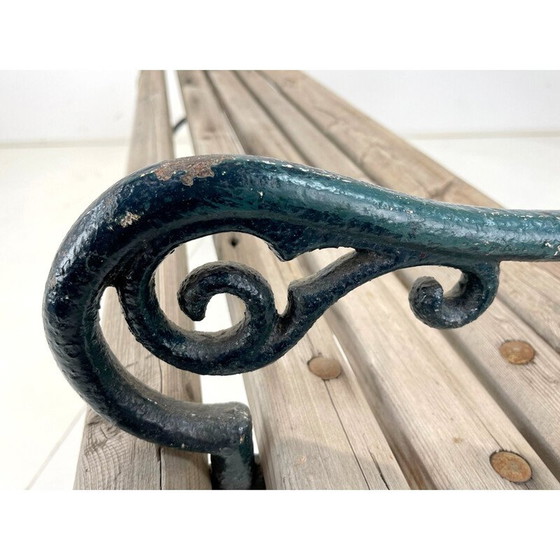Image 1 of Mid century cast iron and wood solid bench