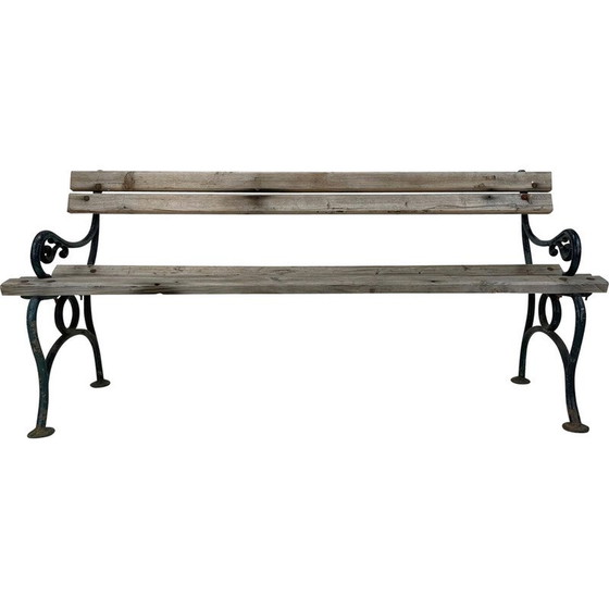 Image 1 of Mid century cast iron and wood solid bench