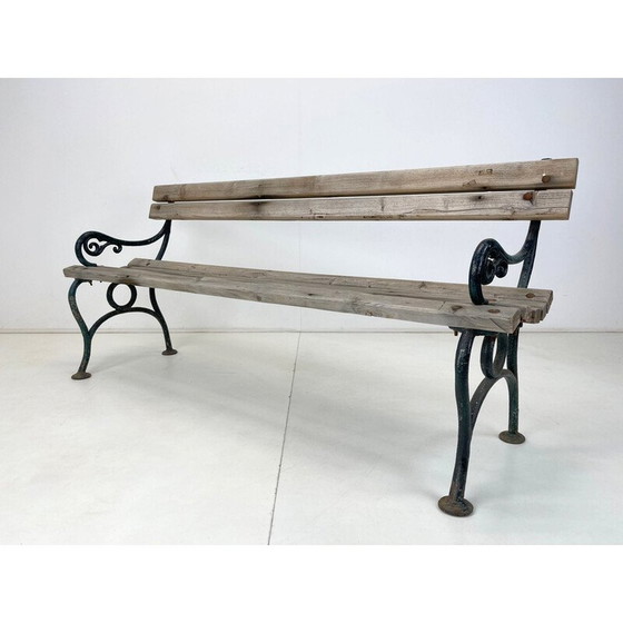 Image 1 of Mid century cast iron and wood solid bench
