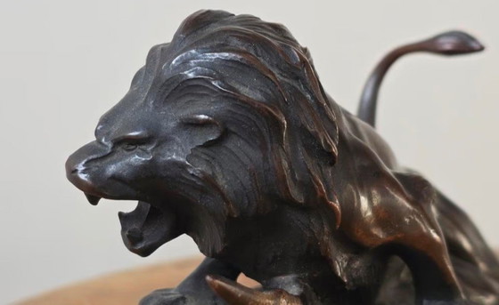 Image 1 of Bronze figurine - G.Devreese- Lion