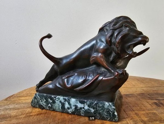 Image 1 of Bronze figurine - G.Devreese- Lion