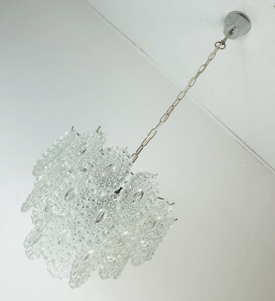 Image 1 of 3-tier PENDANT LIGHT with 29 oval glass discs graewe chandelier 1960s