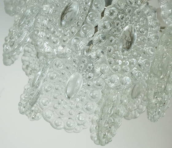 Image 1 of 3-tier PENDANT LIGHT with 29 oval glass discs graewe chandelier 1960s