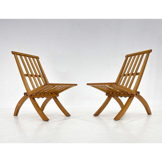 Image 1 of Pair of vintage folding chairs in beech wood by Otto Rothmayer