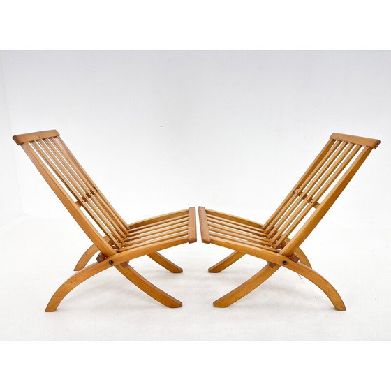 Image 1 of Pair of vintage folding chairs in beech wood by Otto Rothmayer