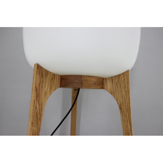 Image 1 of Lampada vintage in vetro e legno di quercia, anni '70