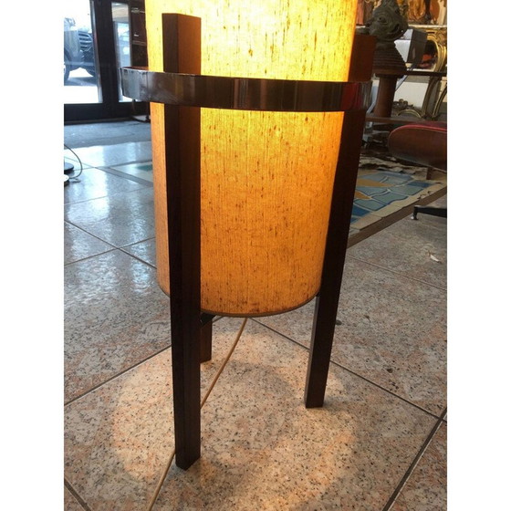 Image 1 of Scandinavian vintage floorlamp in beige canvas and rosewood 1960