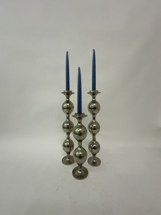 Image 1 of Set of 3 candlestick vintage candelabra 1970s