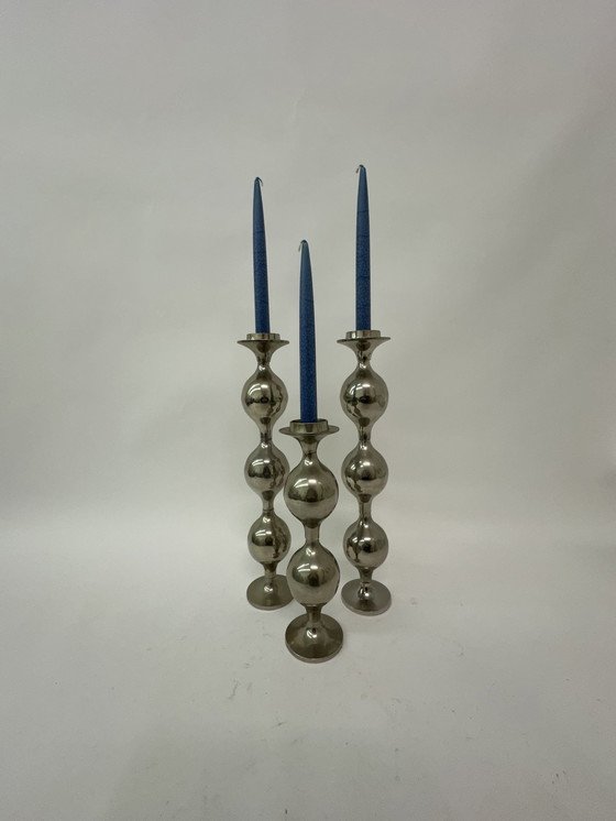 Image 1 of Set of 3 candlestick vintage candelabra 1970s