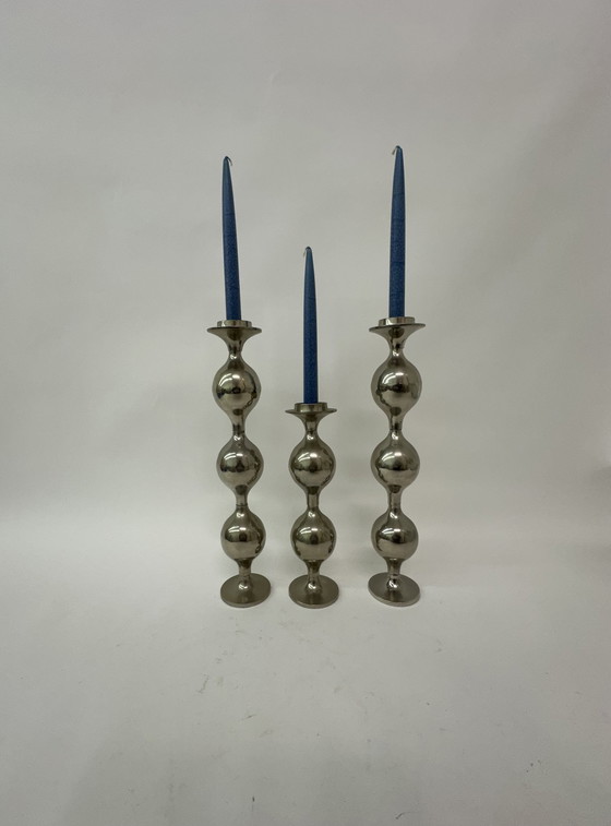 Image 1 of Set of 3 candlestick vintage candelabra 1970s