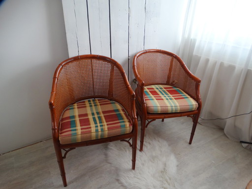 2 x Fauteuil Giorgetti en faux bambou.