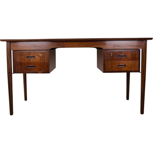 Vintage rosewood and brass desk by Arne Vodder for Sibast Furniture, Denmark 1960